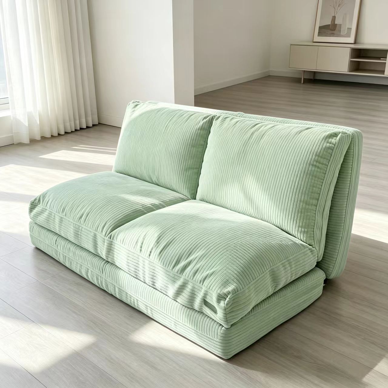 4 Fold Bean Bag Bed – Shredded Foam Filled Floor Sofa Couch – Extra Thick Mattress with Washable Cover